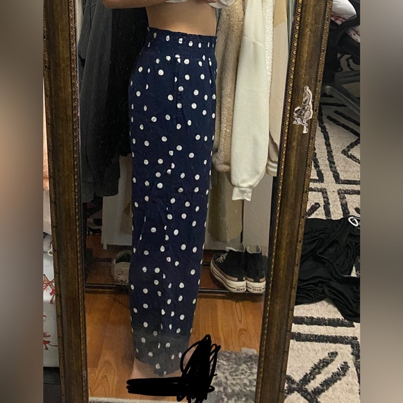 Dark navy poke-a-dot wide pants - Picture 2 of 4
